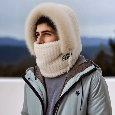 Winter Thermal Windproof Cycling Balaclava Hat Fleece Lined Thickened Outdoor Ski Face Mask Warm Trapper Cap