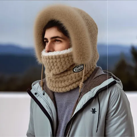 Winter Thermal Windproof Cycling Balaclava Hat Fleece Lined Thickened Outdoor Ski Face Mask Warm Trapper Cap