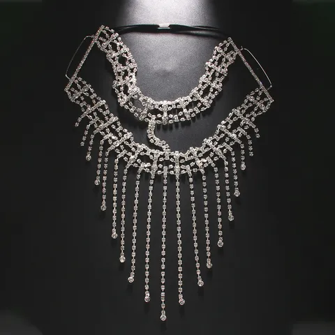 Fashion Rhinestone Tassel Face Mask Sexy Crystal Chain Masquerade Party Face Jewelry Women Festival Accessories