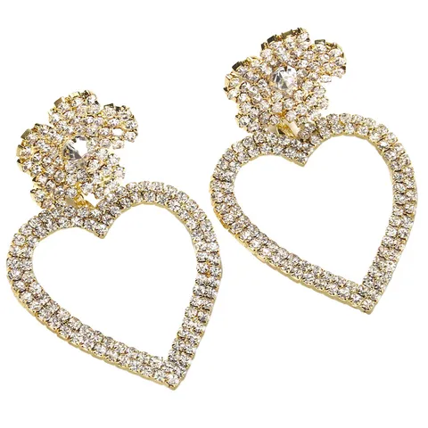Süße Herz Blume Strass Ohrstecker Für Damen Elegante Legierung Gold Silber Hängende Ohrringe Mode Schmuck Dating Geschenk