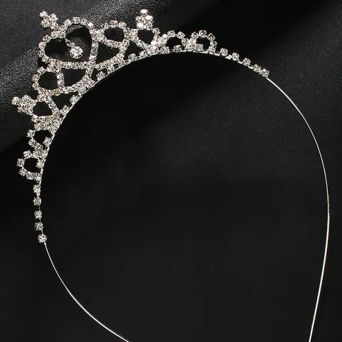 Princess Heart Rhinestone Crown Tiara Copper Hair Band Sparkling Headpiece For Girls Women Wedding Party Hair Accessories
