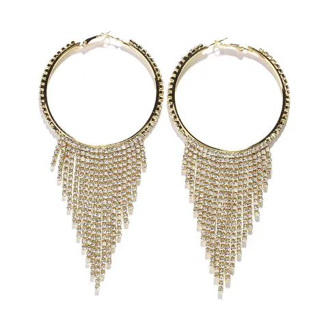 Mode Legierung Strass Quaste Ohrringe Für Damen Gold Silber Geometrisch Rund Herz Ohrstecker Für Bankett Party Schmuck