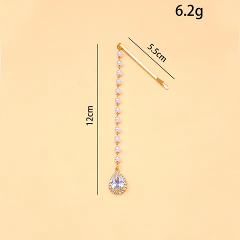 Indian Bridal Forehead Chain Water Drop Rhinestone Headpiece For Women Ethnic Gold Silver Plated Artificial Pearl Hair Chain Jewelry
