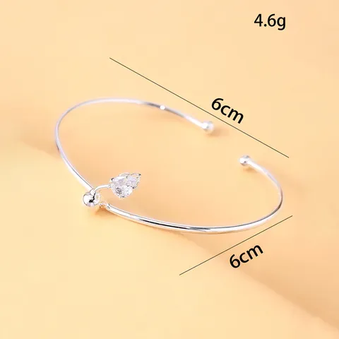 Minimalistisch Kupfer Strass Offener Armreif Für Damen Modisch Wassertropfen Geometrisch Verstellbar Armband Täglich Pendler Schmuck Geschenk