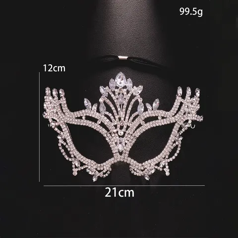 Máscara de Lujo con Strass para Mujer Máscara con Purpurina de Aleación Calada para Baile de Fiesta Carnaval Halloween Accesorio