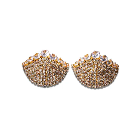 Muschelform Strass Nippelpflaster Sexy Kristall Brust Aufkleber Anti Belichtung Legierung Körper Schmuck Für Damen Party