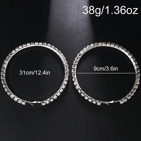 Übertriebene Europäische Legierung Strass Geometrische Große Creolen Strass Kreis Ohrringe Für Damen Modeschmuck