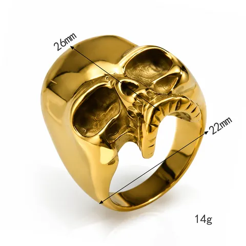 Bague Homme Vintage Punk Crâne Acier Inoxydable Gothique Rétro Biker Anneau Cool Rock Bijoux pour Hommes