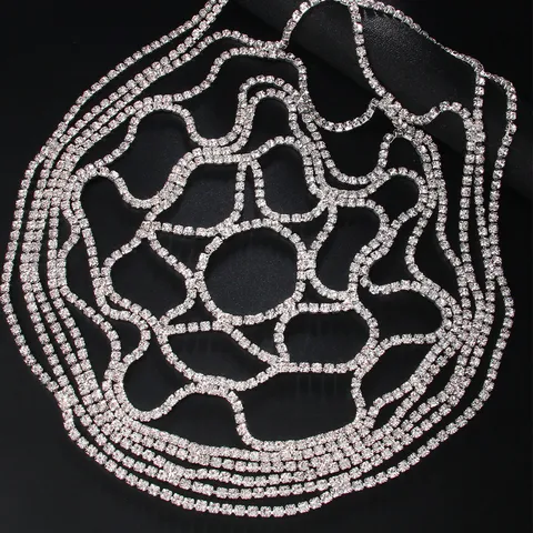 Fashion Rhinestone Mesh Headpiece For Women Shiny Copper Tassel Forehead Chain Bridal Wedding Hair Accessory Prom Party Jewelry