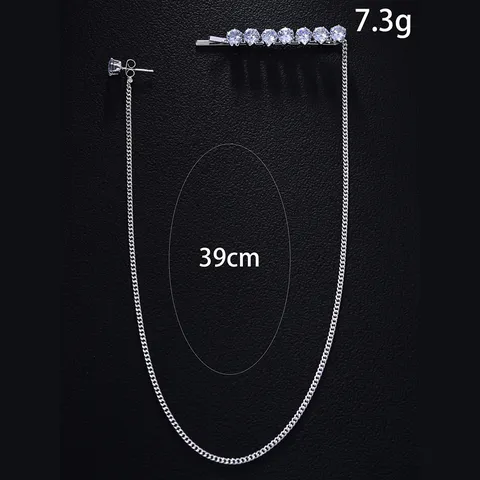Rhinestone Barrette Hair Clip With Tassel Chain Earring Combo Individual Design Golden Silver Hair Accessories For Women Wedding Party Jewelry