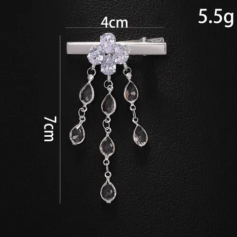 Korean Style Rhinestone Tassel Hair Clip Elegant Water Drop Flower Copper Alloy Hairpin For Women Fashion Hair Accessories