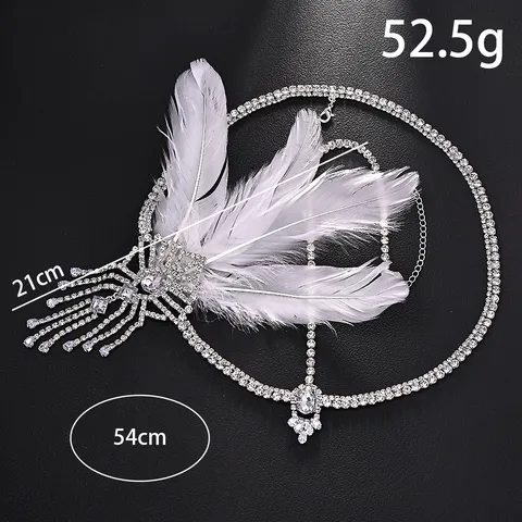 Vintage 1920s Flapper Feather Hair Chain Luxury Rhinestone Headpiece For Women Great Gatsby Tassel Headband Party Costume Hair Accessories