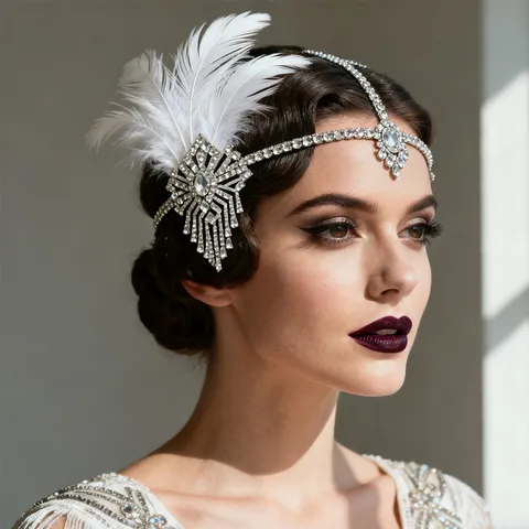 Vintage 1920s Flapper Feather Hair Chain Luxury Rhinestone Headpiece For Women Great Gatsby Tassel Headband Party Costume Hair Accessories