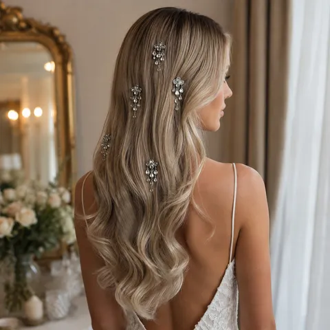 Korean Style Rhinestone Tassel Hair Clip Elegant Water Drop Flower Copper Alloy Hairpin For Women Fashion Hair Accessories