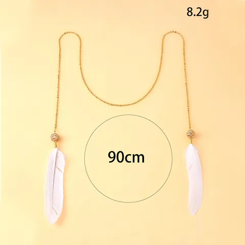 Ethnic Style Feather Face Chain Mask For Women Hanging Ear Rhinestone Tassel Face Decoration For Stage Performance Carnival Party