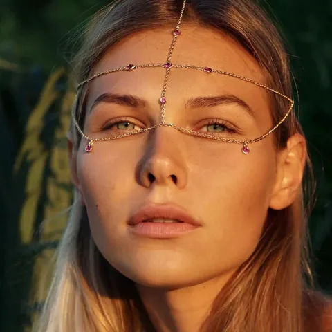 Chaîne de Front Multicouche Exotique Bohémienne avec Glands en Strass Bijou de Tête pour Femme Festival de Musique Fête