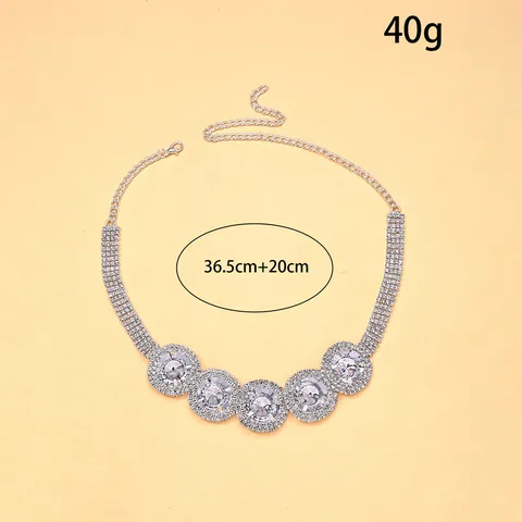 Luxus Legierung Strass Halskette Fransen Ohrringe Set Für Damen Statement Schmuck Für Hochzeit Bankett Party