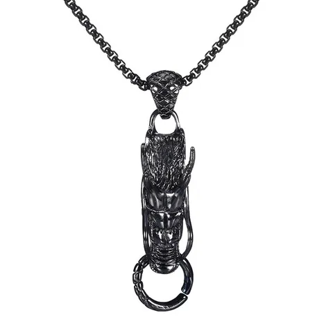 Men Retro Dragon Head Pendant Necklace Titanium Steel Vintage Thai Silver Style Animal Necklace Men Jewelry