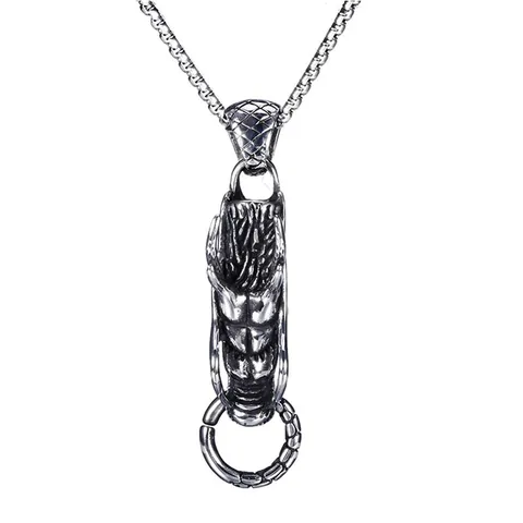 Men Retro Dragon Head Pendant Necklace Titanium Steel Vintage Thai Silver Style Animal Necklace Men Jewelry