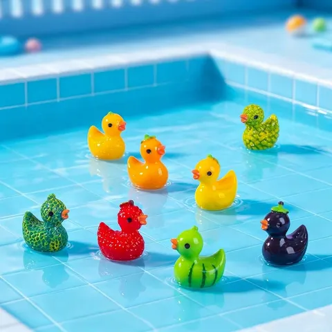 Mini Resin Fruit Duck Figurine Cute Micro Landscape Animal Ornament DIY Miniature Fairy Garden Craft Decor