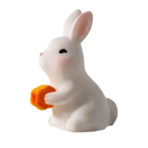 Mini Artisanat en Résine Mignon Lapin de Cartoon Gâteau de Lune Micro Paysage Ornement Fête de la Mi-Automne