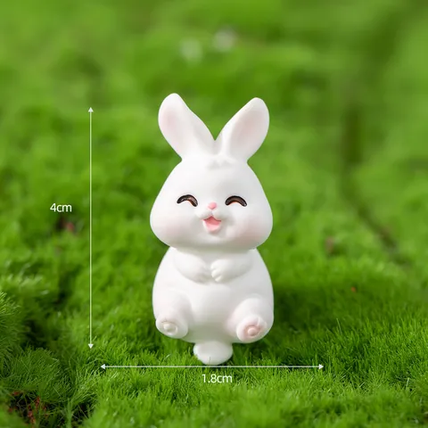 Cute Cartoon Rabbit Resin Figurine Miniature Micro Landscape Ornament Desktop DIY Craft Home Garden Decor