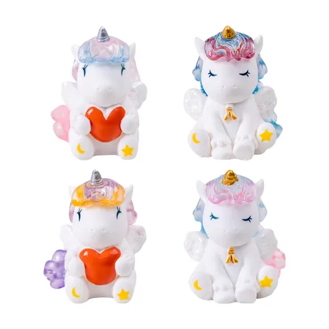 Cute Resin Unicorn Figurine Micro Landscape Car Desktop Ornament Cartoon Animal Cake Baking Accessory