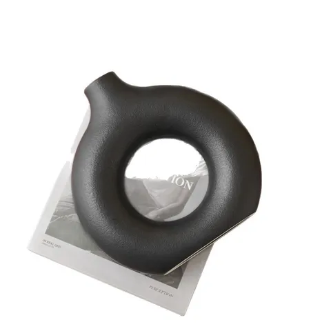 Nordisch Keramik Donut Vase Kreative Kreis Vase Weiß Gesprenkelt Blumentopf Für Moderne Heimdekoration Wohnzimmer Tisch