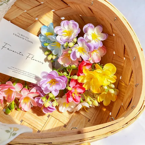 Künstliche Jasmin Blumenschnur 4-Gabel Gefälschte Blumengestaltung DIY Handgemachte Haarnadel Hochzeit Wand Heim Party Handwerk Dekoration
