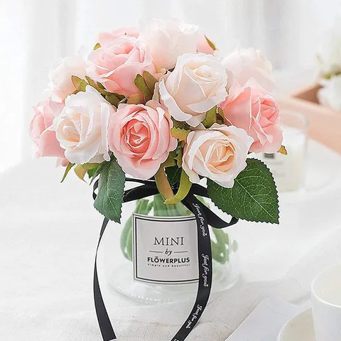 Künstlicher Seidenrosen Blumenstrauß Kleine Falsche Blumen Für Haus Hochzeit Fotografie Dekoration Requisiten