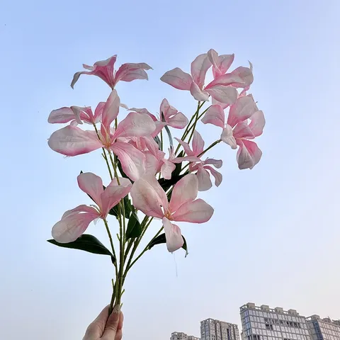 Künstliche Flammenorchidee Seidenblume Einzelner Zweig Ölgemälde Stil Falsche Blumen Zuhause Hochzeit Hotel Zimmer Dekor