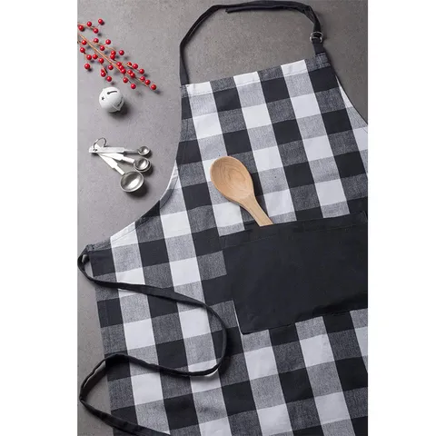 Cotton Kitchen Apron Plaid Waterproof Cooking Apron With Pockets European Style Home Baking Restaurant Apron For Women