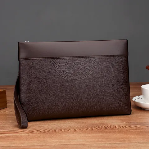 Andriki Tsanta Clutch apo Derma PU Megali Horitikotita Epicheirimatiki Casual Tsanta Karpon Geometriko Anaglyfo Tsantaheirose me Fermouar