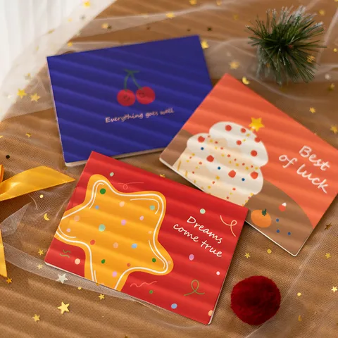 Lindas Tarjetas de Felicitación de Papel de Oso de Dibujos Animados Estilo Ilustración Tarjetas de Bendición Plegadas Sobre Pegatina