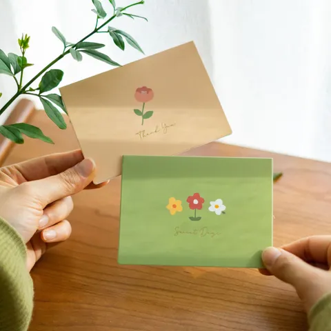 Minimalist Gold Stamped Floral Greeting Card Blank Greeting Cards With Envelope And Sticker For Birthday Festival Gift