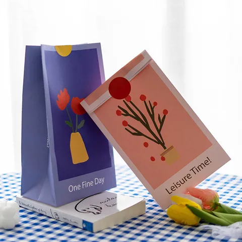 Bolsas de Regalo de Papel Engrasado Estilo Pintura al Óleo Bolsas Planas Bolsas de Embalaje de Caramelos para Fiesta de Cumpleaños de Niños Almacenamiento de Regalos