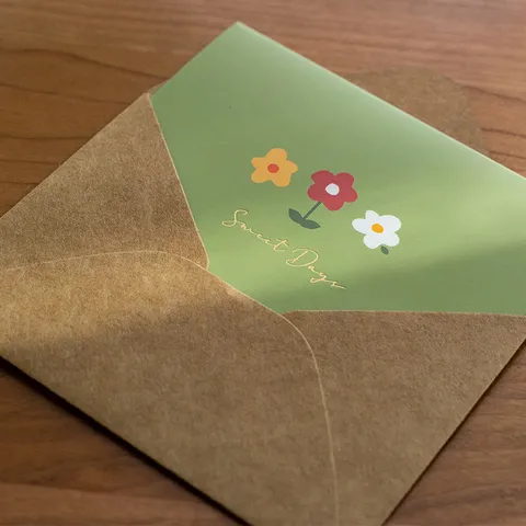 Minimalist Gold Stamped Floral Greeting Card Blank Greeting Cards With Envelope And Sticker For Birthday Festival Gift