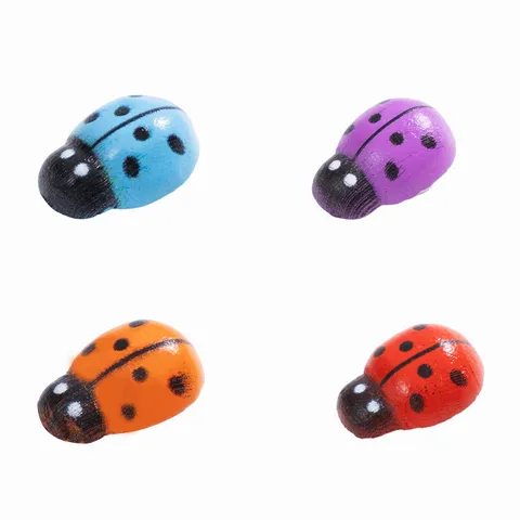 Wooden Ladybug Micro Landscape Ornaments Cartoon Beetle Miniature Figurine DIY Craft Accessories Home Decor