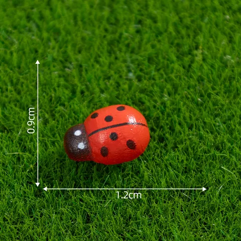Wooden Ladybug Micro Landscape Ornaments Cartoon Beetle Miniature Figurine DIY Craft Accessories Home Decor