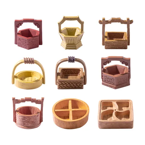 Miniatur Vintage Chinesische Essen Box Modell Korb Miniatur Ornament Retro Harz Handwerk Für Puppenhaus Diy Landschaft Deko Geschenk