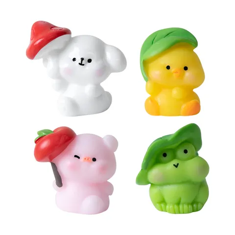 Mini Figurines d'Animaux en Résine de Dessin Animé Mignon Imperméable Canard Grenouille Chien Cochon Micro-Paysage Décoration de Jardin DIY Ornements de Bureau