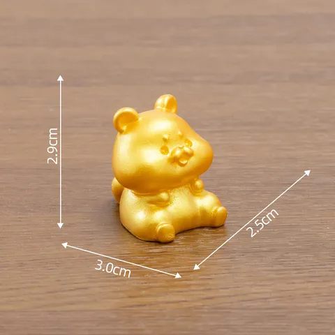 Golden Resin Chinese Zodiac Animal Figurine Cartoon Cute Desktop Ornament Car Decor Feng Shui Collectible Toy