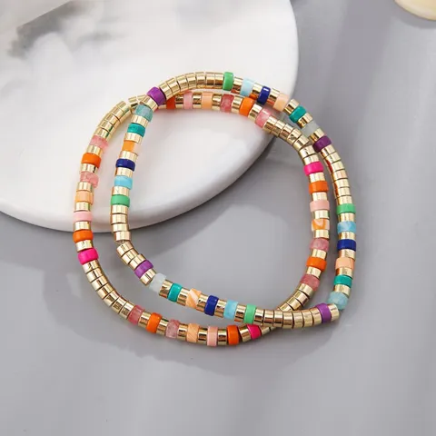 Boheems Vintage Veelkleurige Halfedelsteen Kralen Armband Voor Dames Handgemaakte Verguld Koper Ethische Sieraden Cadeau