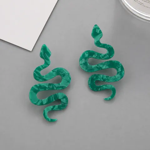 Exaggerated Snake Shaped Acrylic Drop Earrings For Women Long Colorful Printed Pattern Acetate Dangle Earrings Fashion Jewelry Gift