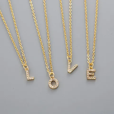 Hip Hop Rame Strass Lettera Ciondolo Collana Oro Argento Placcato Alfabeto Fascino Moda Gioielli Regalo Per Donne Uomini