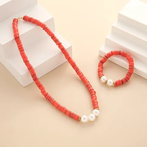 Nische Muschel Künstliche Perle Schmuck Handgefertigt Perlen Kette Armband Boho Muschel Scheibe Schmuck Für Damen