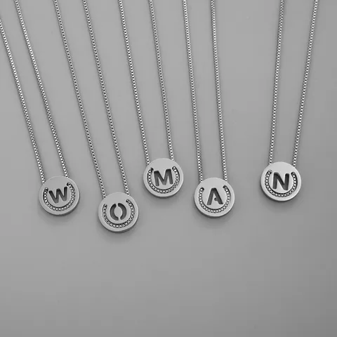 Collana con Pendente Alfabeto Scorrevole in Catena Box in Acciaio Inossidabile Hip Hop Collane di Lettere con Chiusura Rotonda a Iniziale Vuota Alla Moda per Gioielli da Donna Uomo