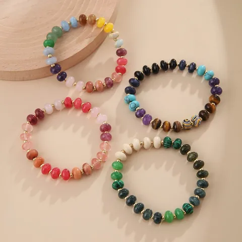 Ethnic Handmade Multi-Color Abacus Bead Bracelet Fashion Semi-Precious Stone Beaded Bangle For Women Men Unisex Daily Jewelry