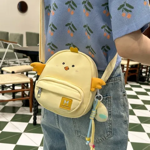 Borsa a Tracolla in Stile Giapponese Pulcino dei Cartoni Animati Nylon Custodia per Cellulare Scuola Piccola Borsa per Bambini Donna