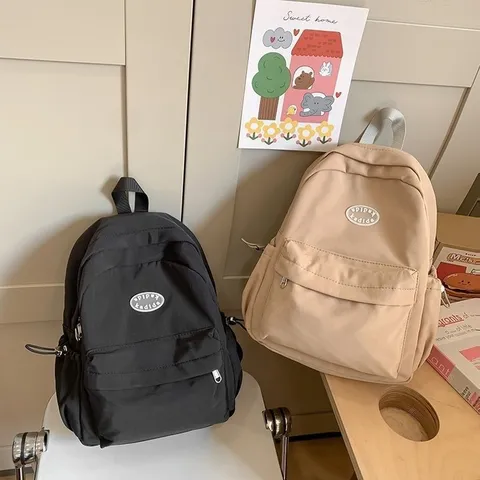 Damen Mini Rucksack Koreanischer Stil Nylon Kleiner Schulrucksack Für Mädchen Lässiger Pendler Rucksack Süß Pink Schwarz Weiß Khaki